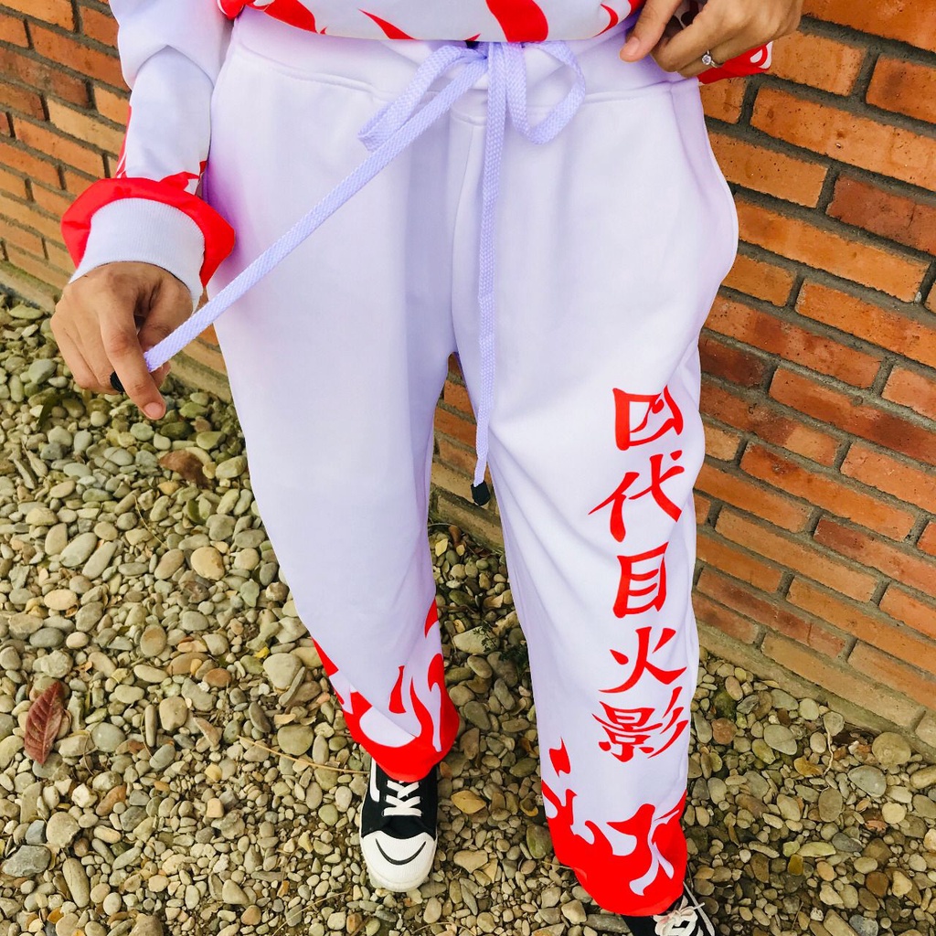 Jogger pants Yondaime Hokage 7 White Anime Manga Naruto Premium Unisex