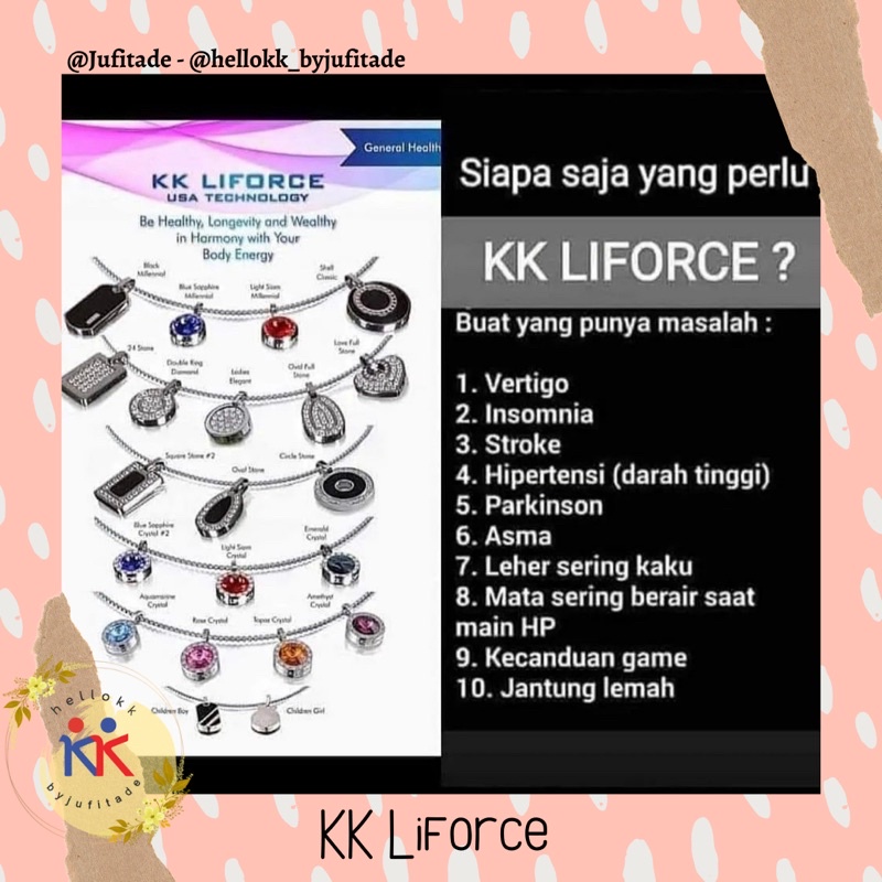 PROMO 2-4 KALUNG KK LIFORCE Kalung Kesehatan FREE KARTU ION