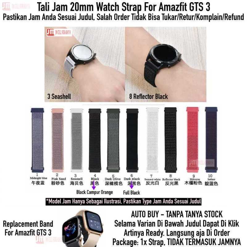 Sport Loop Watch Strap Amazfit GTS 3 2021 - Tali Jam Tangan 20mm Nylon Velcro Krekan