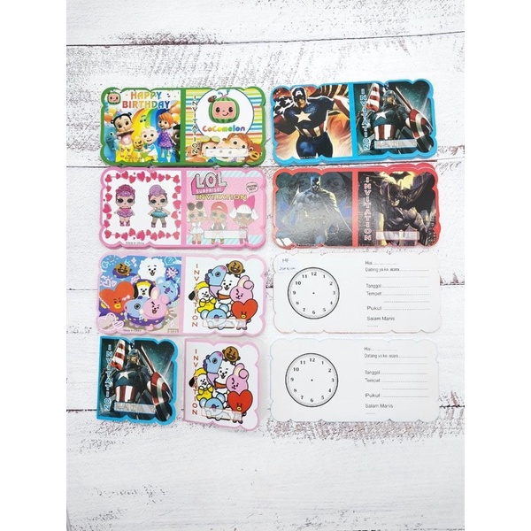 (PAP) KARTU UNDANGAN ULANG TAHUN ANAK KARAKTER ISI 10 - SURAT UNDANGAN ULTAH / kartu undangan ultah