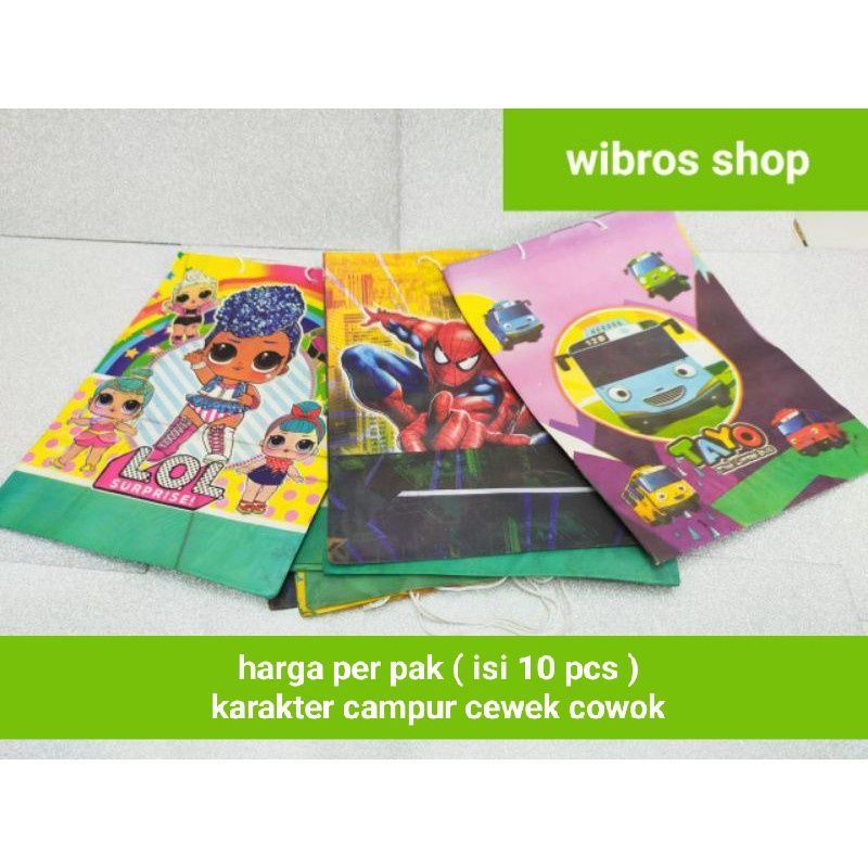 

Paper bag karakter/goodie bag/kantong snack