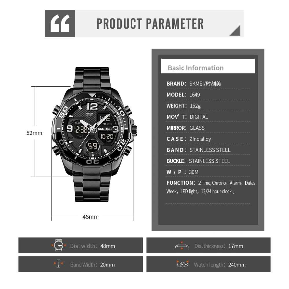 Jam Tangan Pria Dual Time Stainless Original SKMEI AD1649 Hitam-4