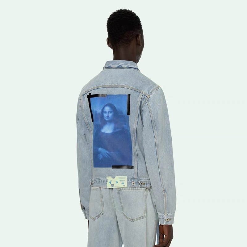 OFF-WHITE monalisa blue print denim jacket blue