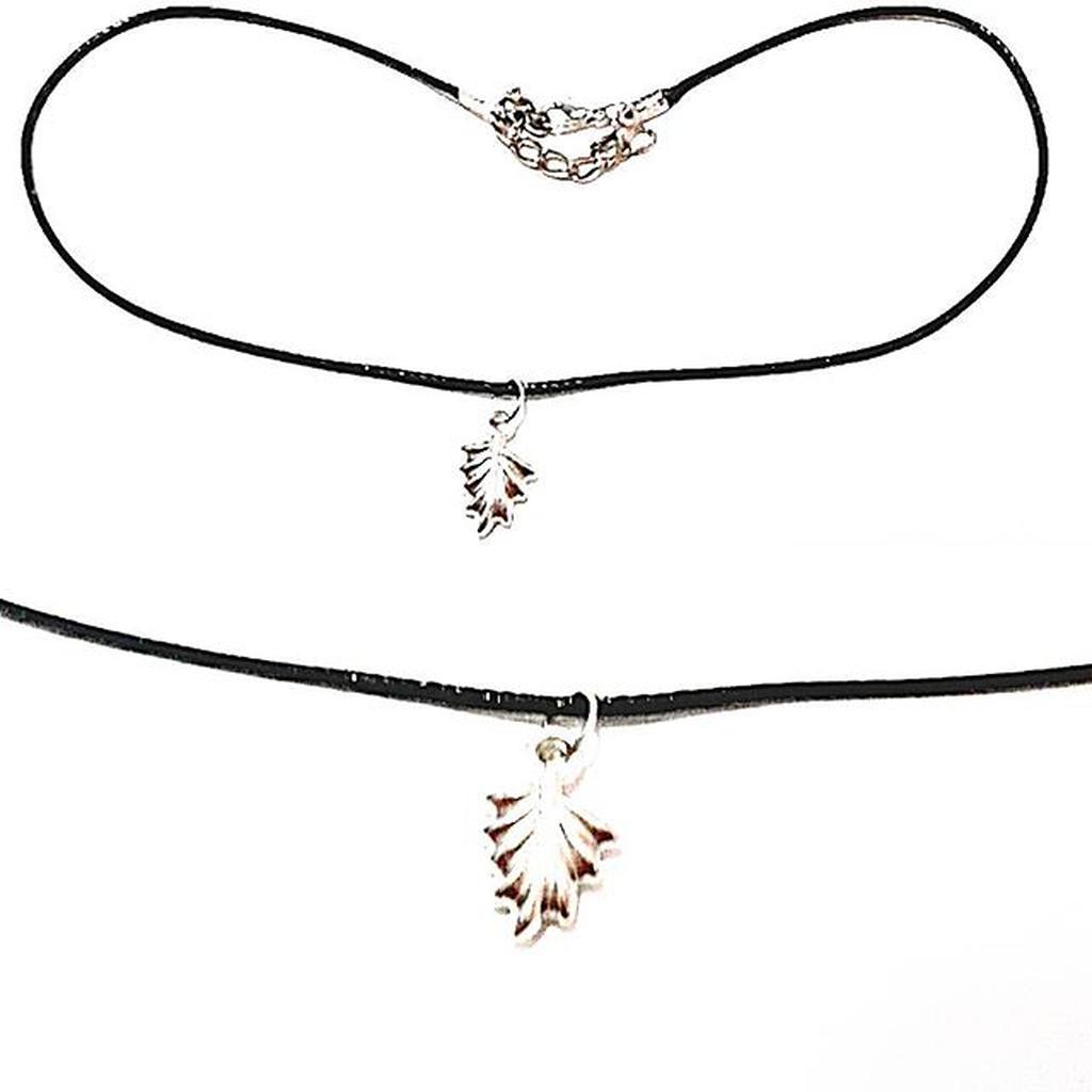 Baby Choker Necklace Silver Raspberry Leaf | Kalung Handmade