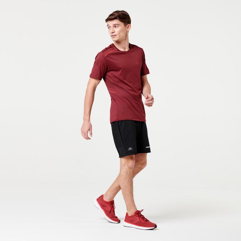 KALENJI Run Dry+ Kaos T-Shirt Olahraga Lari Pria Quickdry Original - Burgundy