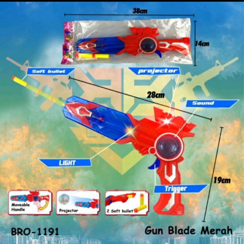 Pistol Pistolan Tembak Baterai Bunyi Suara BRO1191 Mainan Anak Laki Laki Cowok BIGBANG