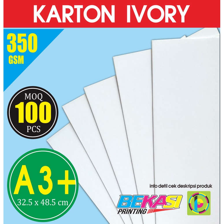 

Karton Carton IVORY 350 GSM Ukuran A3+ 32.5x48.5 cm isi 100 Lembar