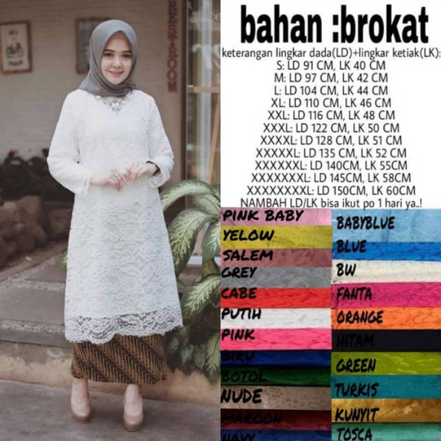 Stelan kebaya modern Kartini brukat jumbo Bigsize ld 150 cm