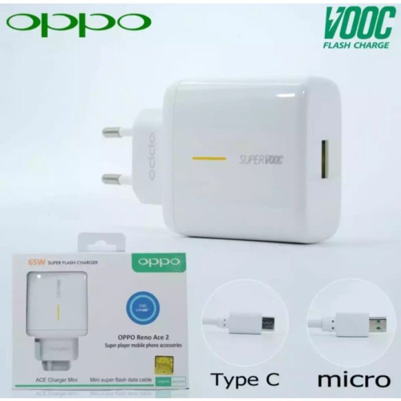 (OM) CARGER ORIGINAL OPPO 100% RENO ACE 2 65W MICRO &amp; TYPE C