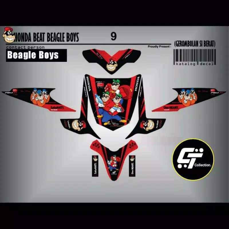 Decal Variasi Motor Full body Honda Beat Karbu Motif Wolverine dan beagle boys
