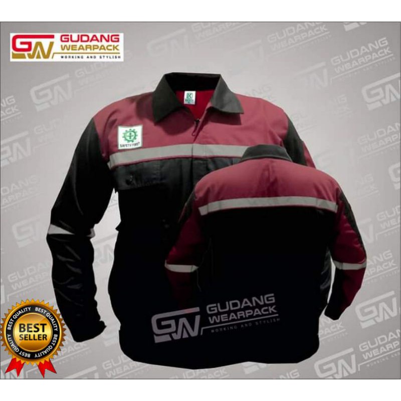 WEARPACK ATASAN Gudang Wearpack - Baju Kerja Seragam Proyek Warna HITAM - MAROON