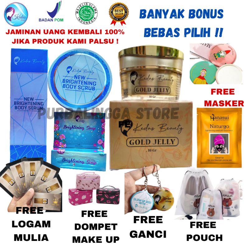 PAKET PEMUTIH WAJAH GOLD JELLY SABUN KEDAS BEAUTY ORIGINAL BPOM / KEDASBEAUTY OTIGINAL BPOM SABUN KE