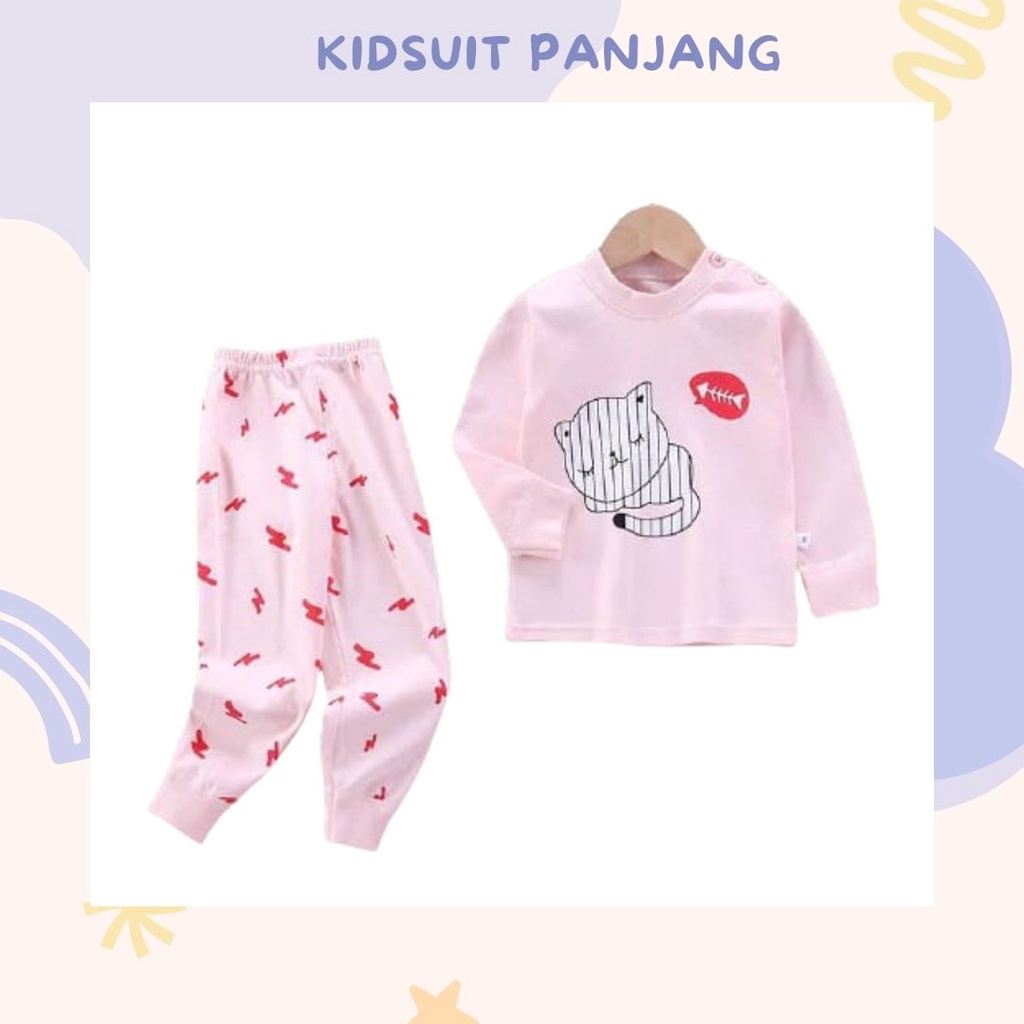 HappyOliver KIDS SUIT PIYAMA PANJANG Setelan Anak Bahan Kaos Celana Berkualitas Import cewek cowok H1A