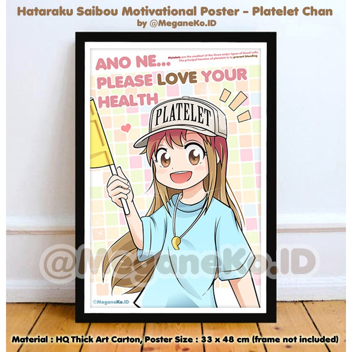 Poster Platelet Trombosit Chan - Hataraku Saibou - Cells At Work