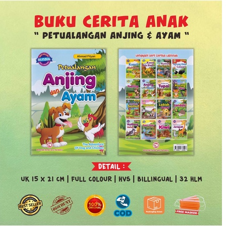 Buku Anak Cerita Dongeng Binatang Lengkap Bilingual Full Colour Burung Onta Kasuari