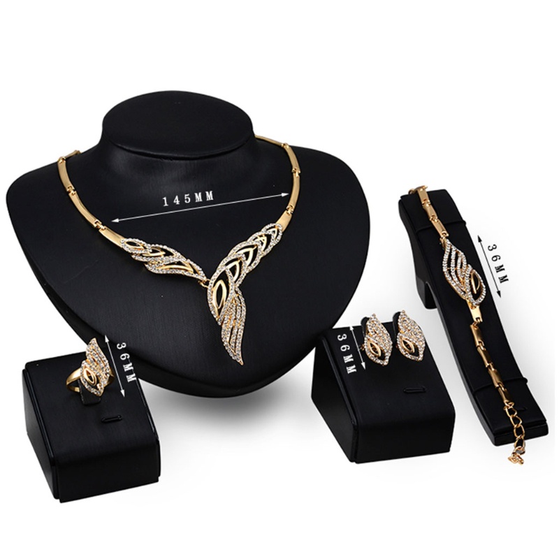 SIY  Women Jewelry Set Rhinestone Decor Necklace Ring Bracelet Earrings Party Dress