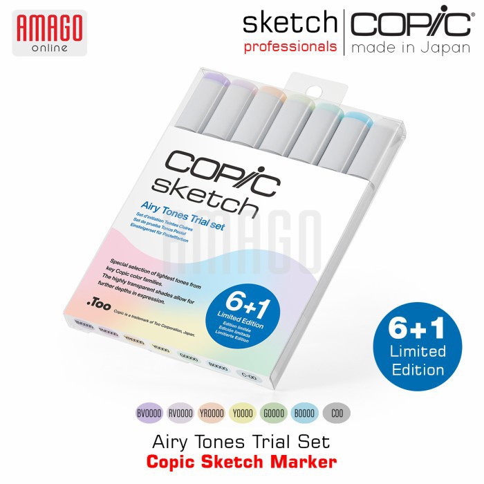 COPIC SKETCH AIRY TONES TRIAL SET - 7 PCS - PASTEL COLORS - CSM/AIRY