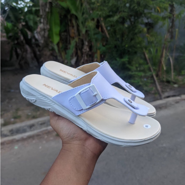 Sandal Wanita Gesper Cewek Flat Jepit Warna Warni Cantik Nevada - SL01