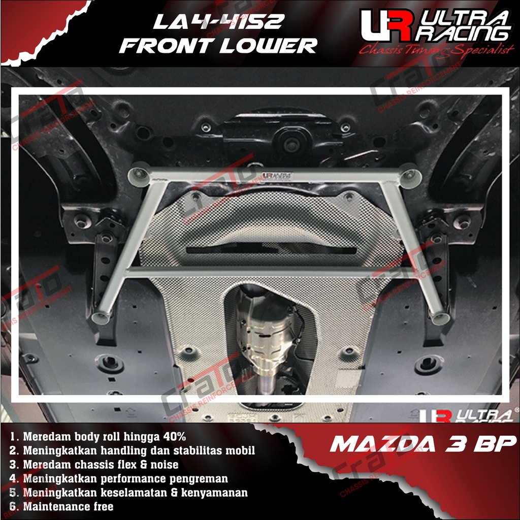 Aksesoris Stabiliser ULTRA RACING Safety Bar - Front Lower Bar 4 Points - Mazda 3 BP CX30 19+ - LA4-