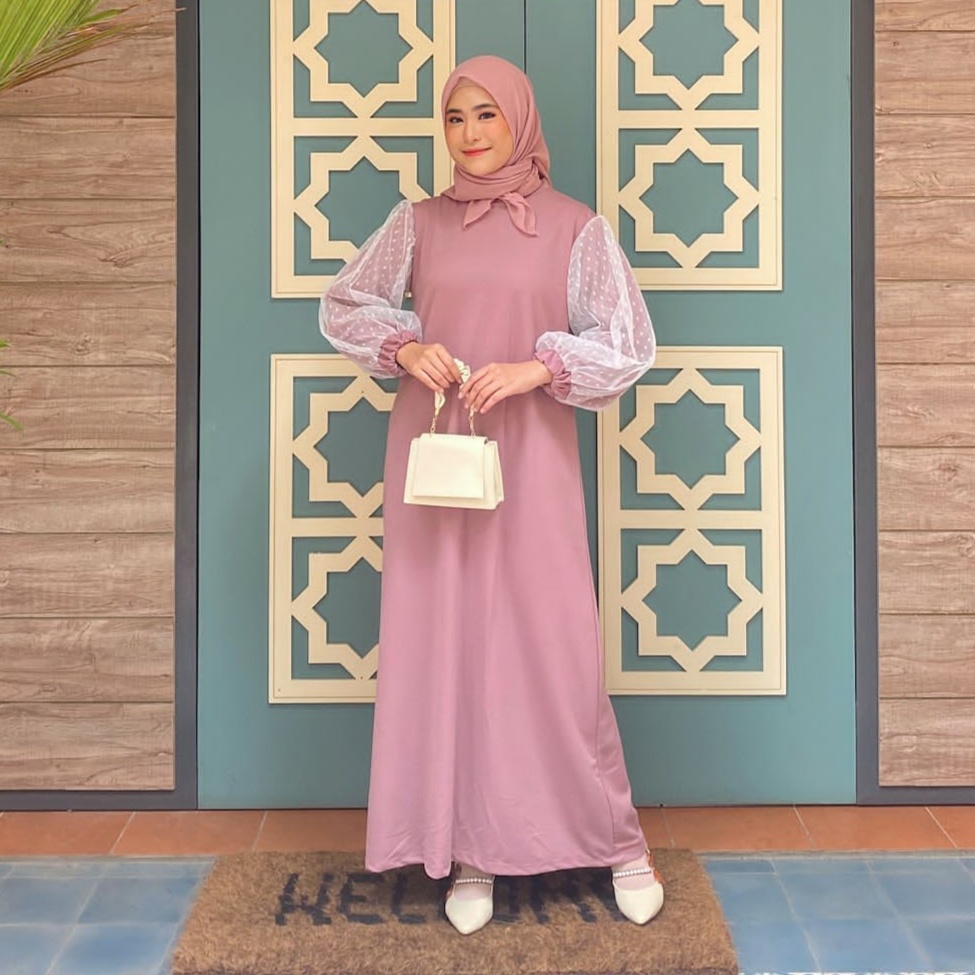 Laifuniq Andara Tulle Dress Maxi – Dress Kondangan Kekinian – Gamis terbaru kekinian – Baju Gamis Wa