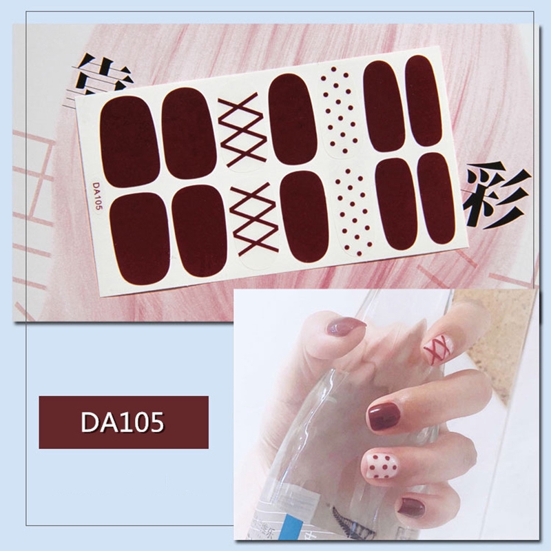 Da101-120 14pcs/lembar Stiker Kuku Palsu 3d Bronzing Untuk Nail Art Diy