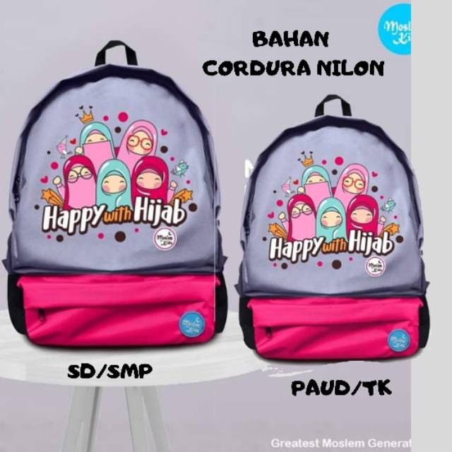 Tas anak murah  tas sekolah ransel anak perempuan couple ori moslim kids paud tk sd cordura nilon