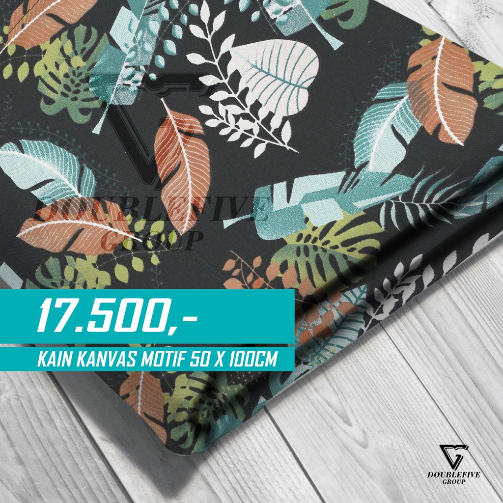 Kain Kanvas Meteran Motif 50 x 100 Cm - Tropikal Hitam