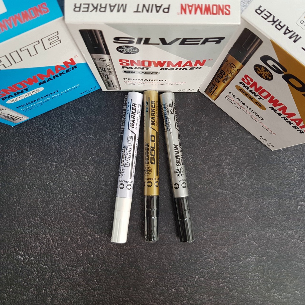 Spidol permanent marker besar Snowman warna emas perak dan putih / Snowman paint marker besar warna 