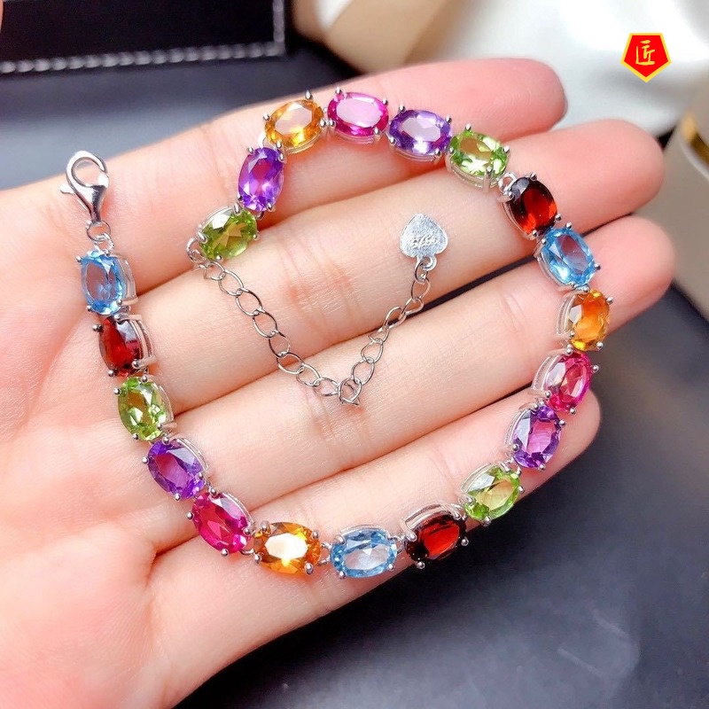 [Ready Stock]Colored Gemstone Bracelet Special-Interest Design