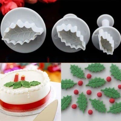 Fondant Plunger Cutter - Cetakan Fondant Holly Leaves (3pcs)