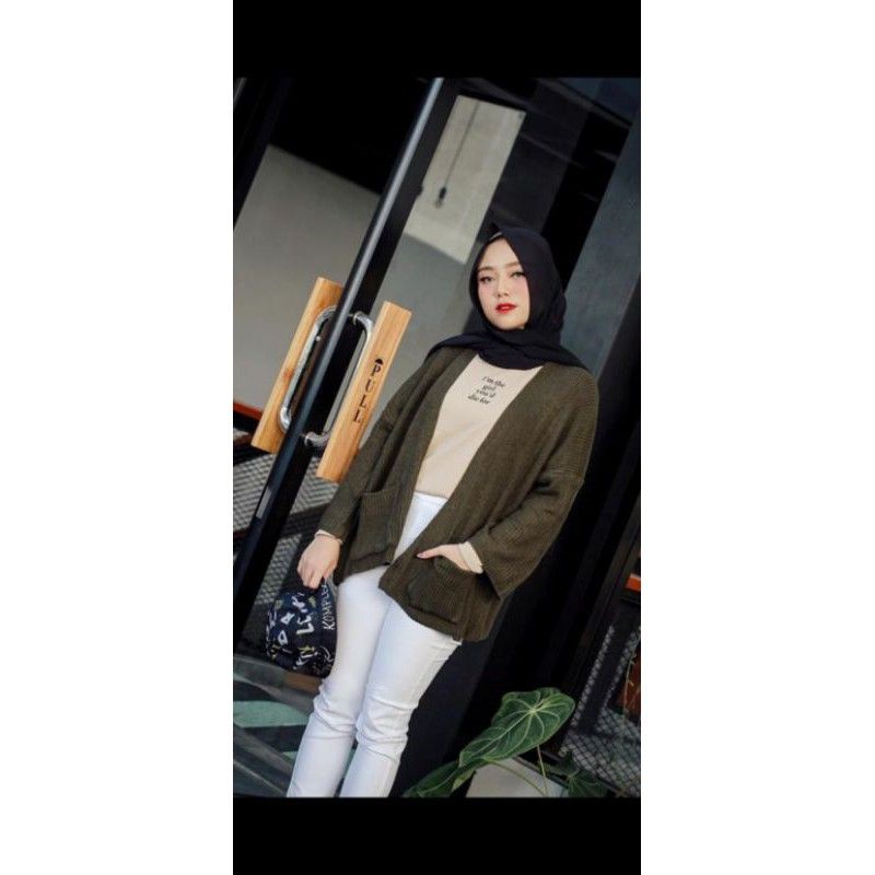 Termurah Diskon Promo Loocy Pocket Jaket Rajut Saku Lavella | Cardygan Oversize Premium Tebal 7 Get-Army