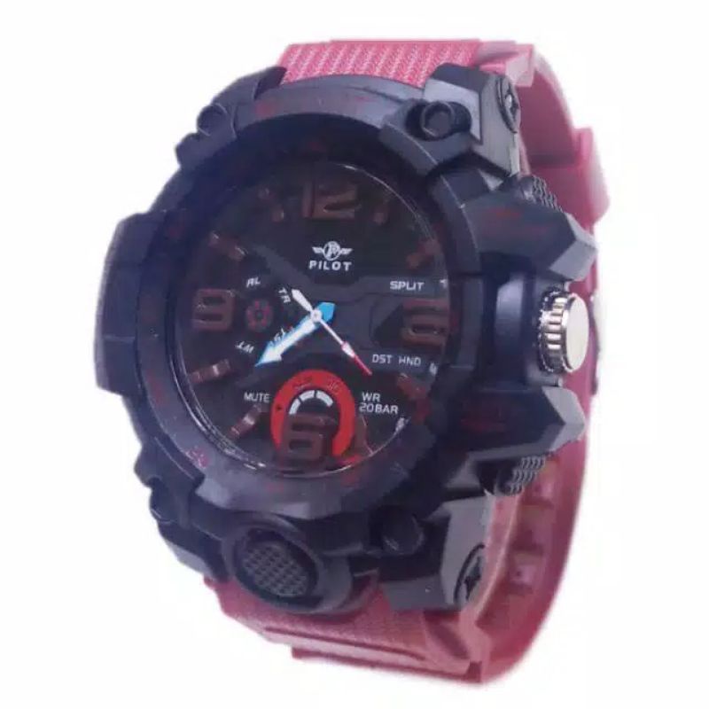 (Grosir)Jam Tangan Pria Polit Water Resisst/Anti Air Strap Rubber(Terima Cod)