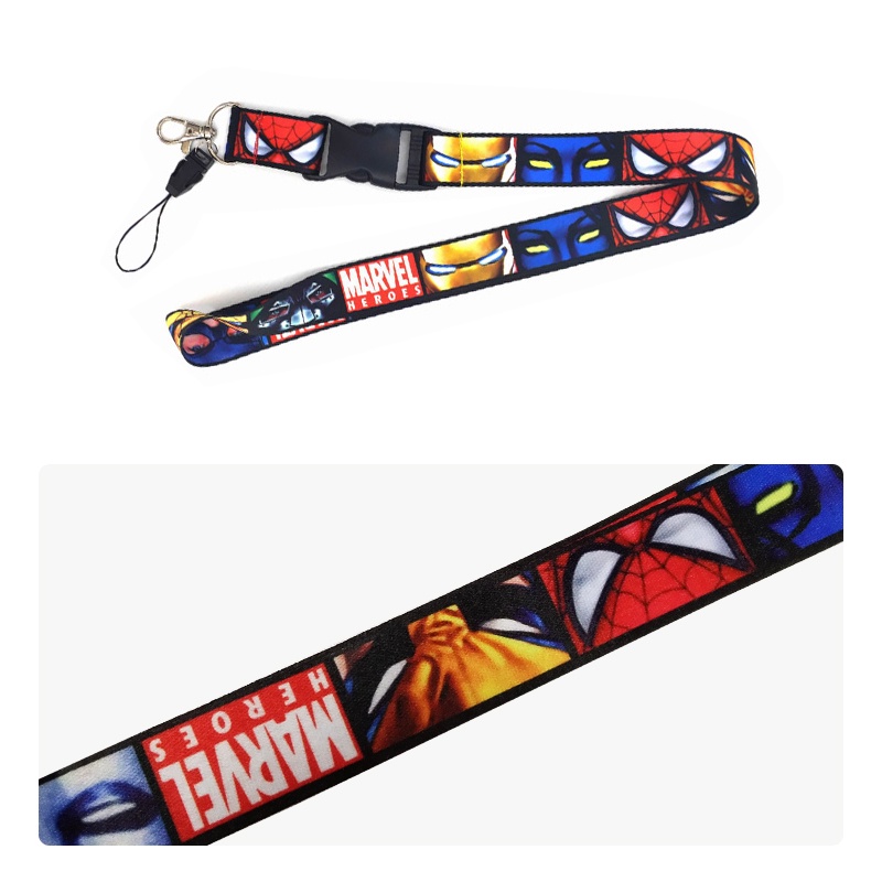 Marvel Heroes Pemegang Kartu Dengan Leher Lanyard Captain America Kartun ID Lencana Pelindung Case Telepon Gantungan Kunci Tali