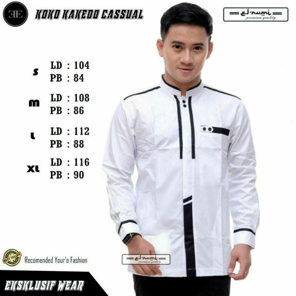 Baju Koko Pria Lengan Panjang HILWA COLLECTION Motif kakedo Size S M L XL