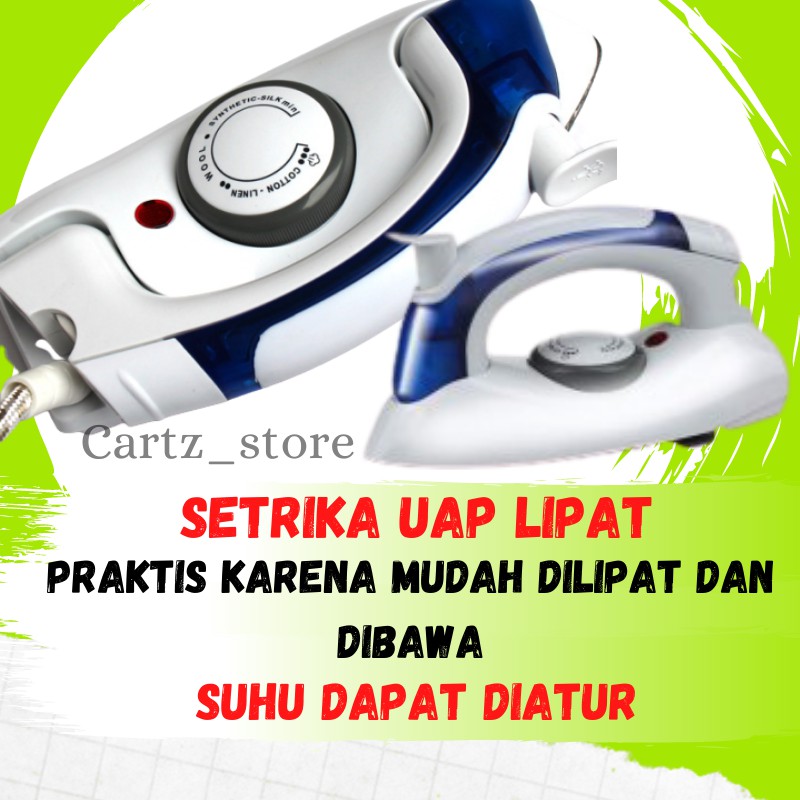 Setrika Uap Lipat 2 In 1 Mini Iron Lipat Strika Steam Travel Portable