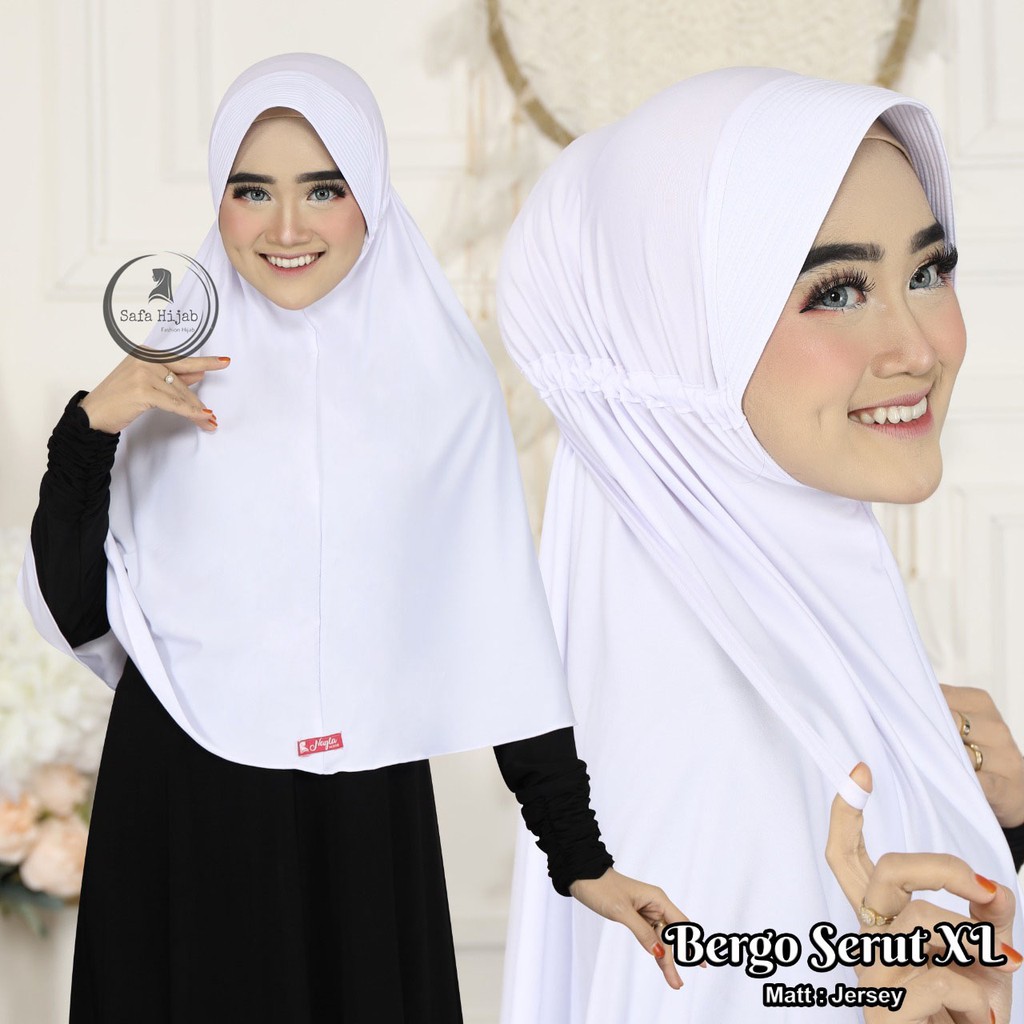 Bergo Serut JOKOWI Kerudung Instan Bergo Serut L, XL Hijab Bergo serut jersey Termurah Safa Hijab