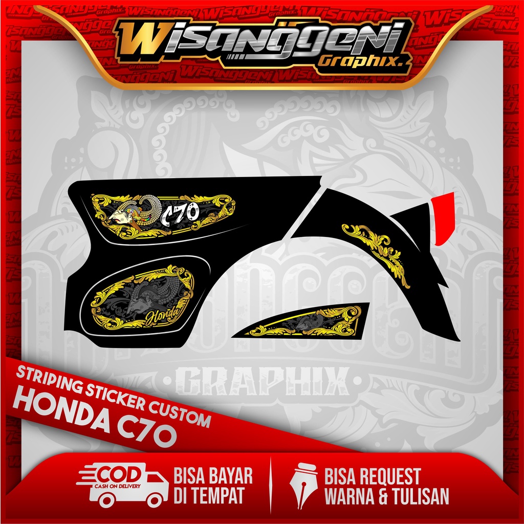 STRIPING DECAL STICKER HONDA C70/ULUNG/OLONG CUSTOM 11 STIKER MOTOR VARIASI