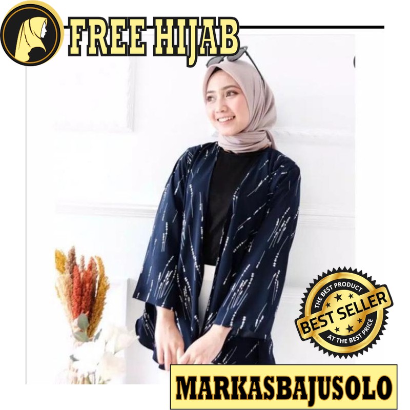 CARDIGAN ILALANG CARDI OUTER MONALISA / CARDIGAN WANITA PANJANG RAJUT MOTIF BATIK PUTIH
