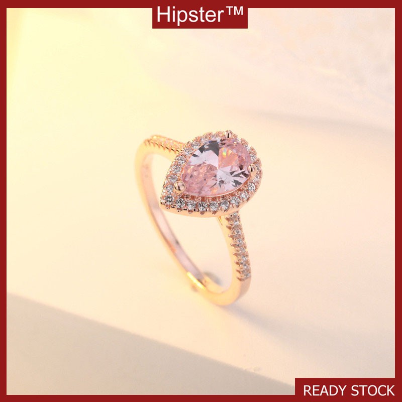 Cincin Mewah Warna Rose Gold Untuk Wanita