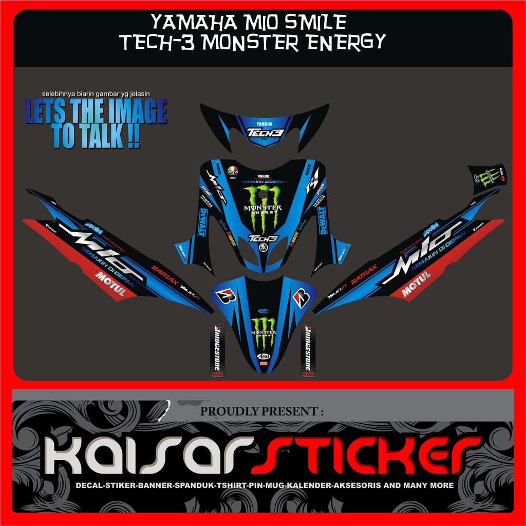 Decal Motor Sticker Motor full body Decal Stiker Mio Smile - Mio Sporty TECH 3 BIRU