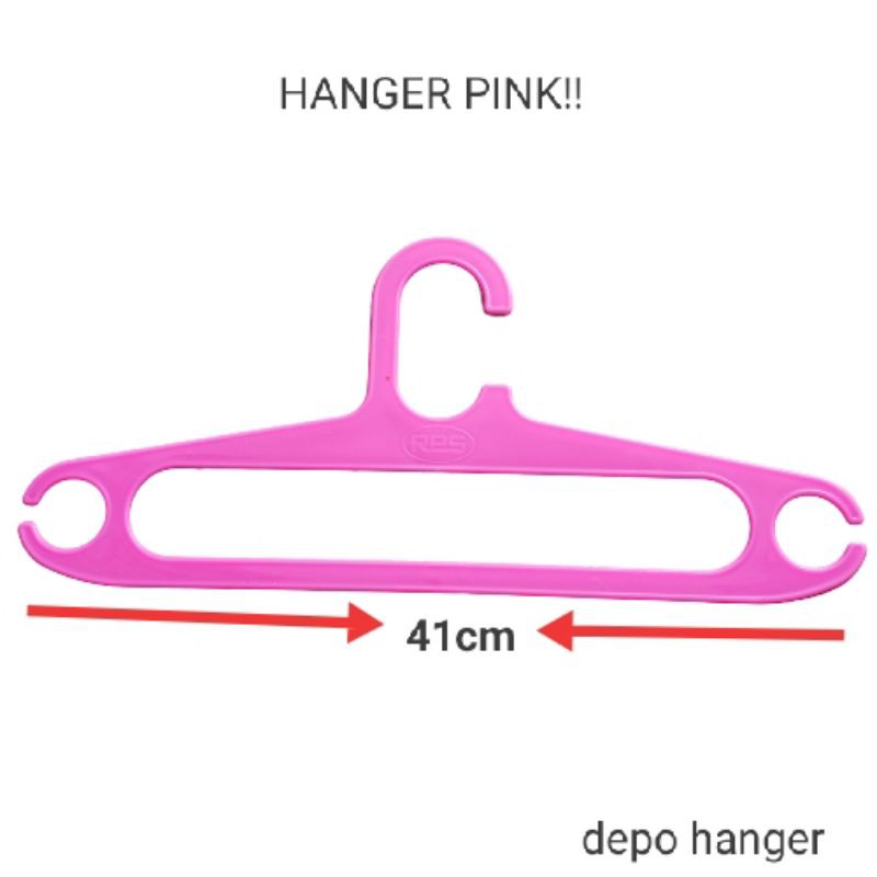 GANTUNGAN BAJU HANGER 17in PINK BAHAN PLASTIK JUAL PER 12PCS