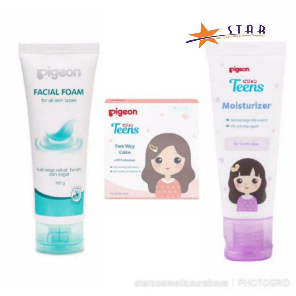 Pigeon paket Mini Yuna (Peach)/foam 40ML/MOIS20 ml/pelembab/moisturizer/bedak/compact