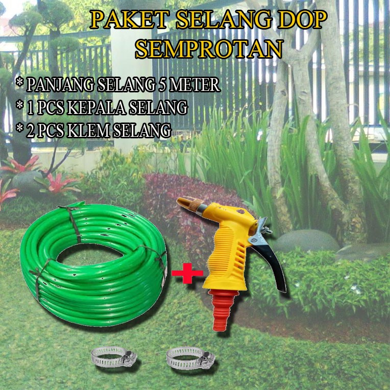 selang air  semprotan cuci motor DOP ukuran 5/8 5 Meter &amp; Kepala Semprotan air 1Pcs