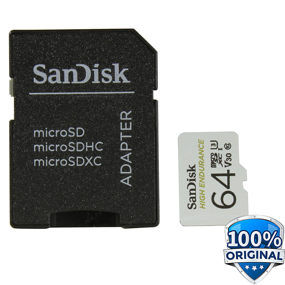 SanDisk High Endurance micro SD Card C10 U3 V30 100mbps - 64Gb