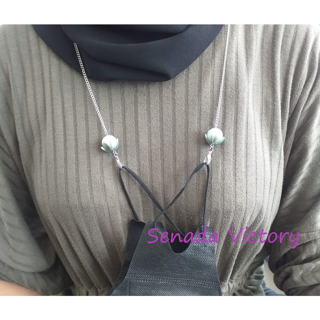 Senada Victory Konektor Kalung Masker Rantai Mutiara Mahkota Hand Made SVKM038