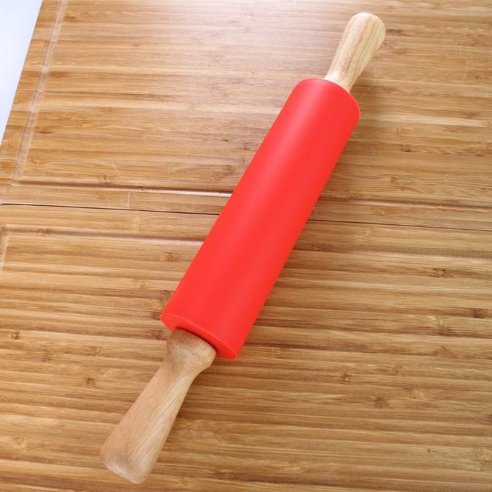 rolling pin silicon gagang kayu 38cm / alat gilas adonan kue