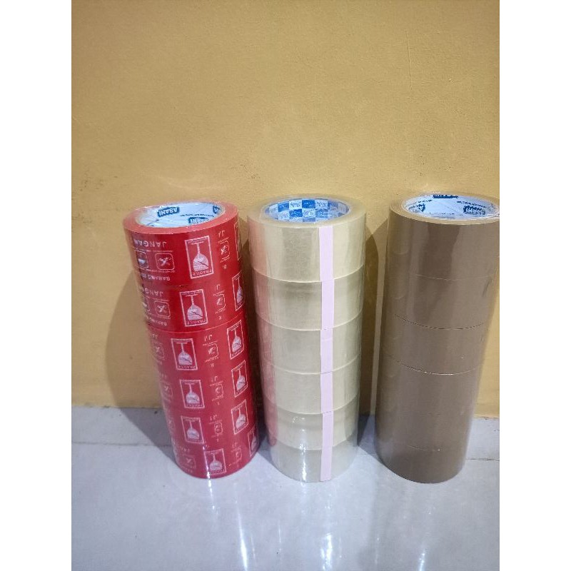 

lakban bening coklat / fragile 90 yard 2 inch tebal 90 yard full