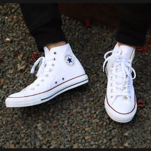 SEPATU CONVERSE HIGH + BOX / SEPATU SENIKERS TINGGI/SEPATU PRIA DAN WANITA-TINGGI Putih