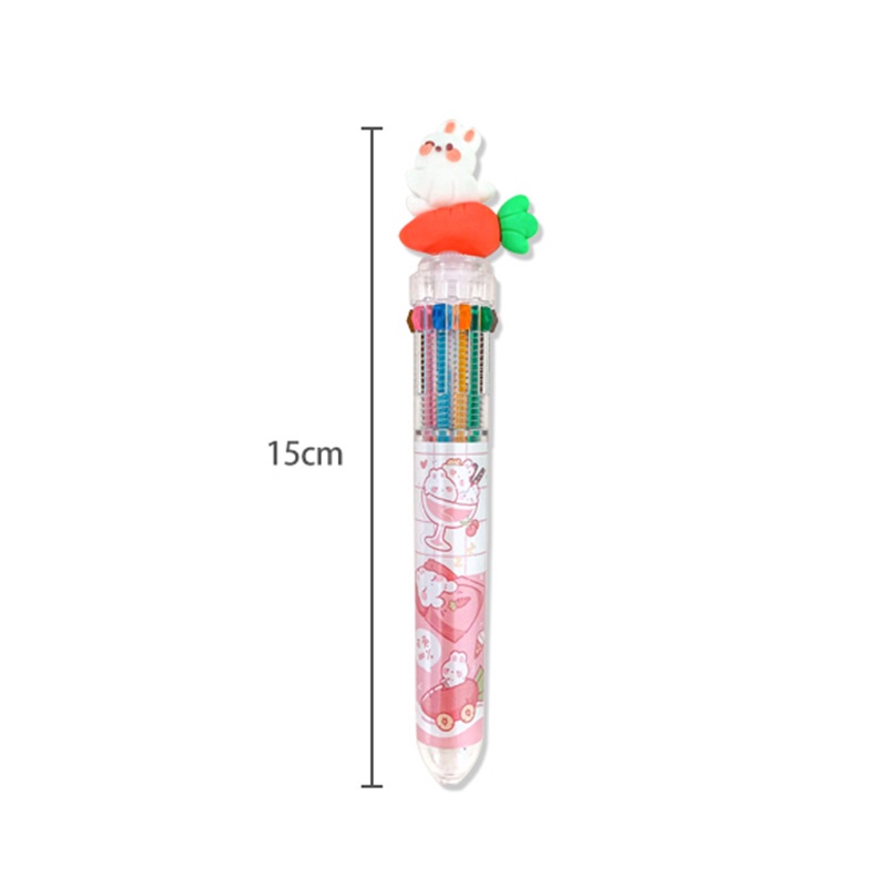 10 Warna 0.5mm Pulpen / Bolpoin Plastik Kartun 3D