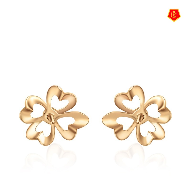 [Ready Stock]Fashion 18K Rose Gold Diamond Flower Stud Earrings